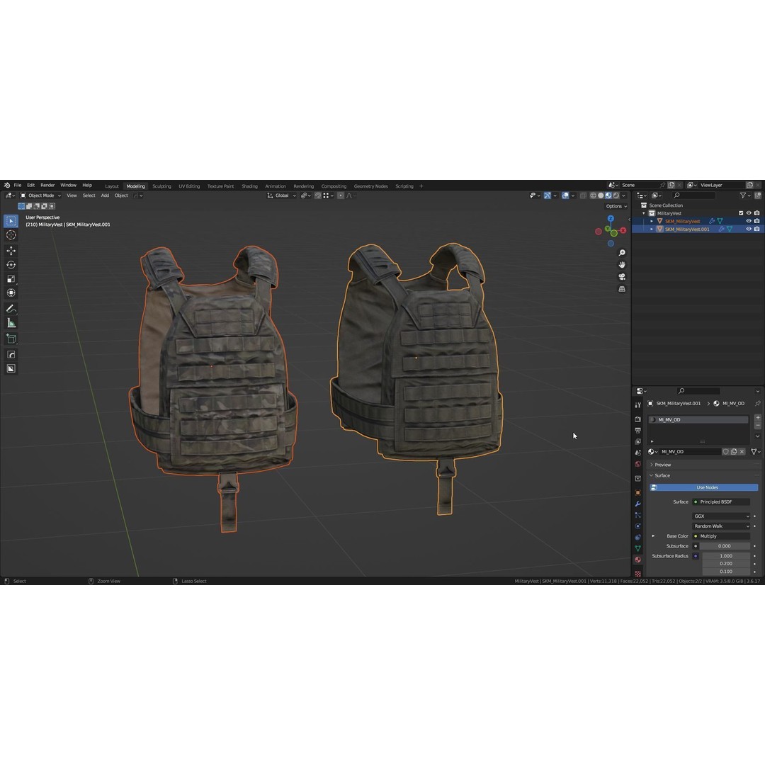 Military Vest 3D Model – Low Poly Game-Ready Asset, FBX, OBJ