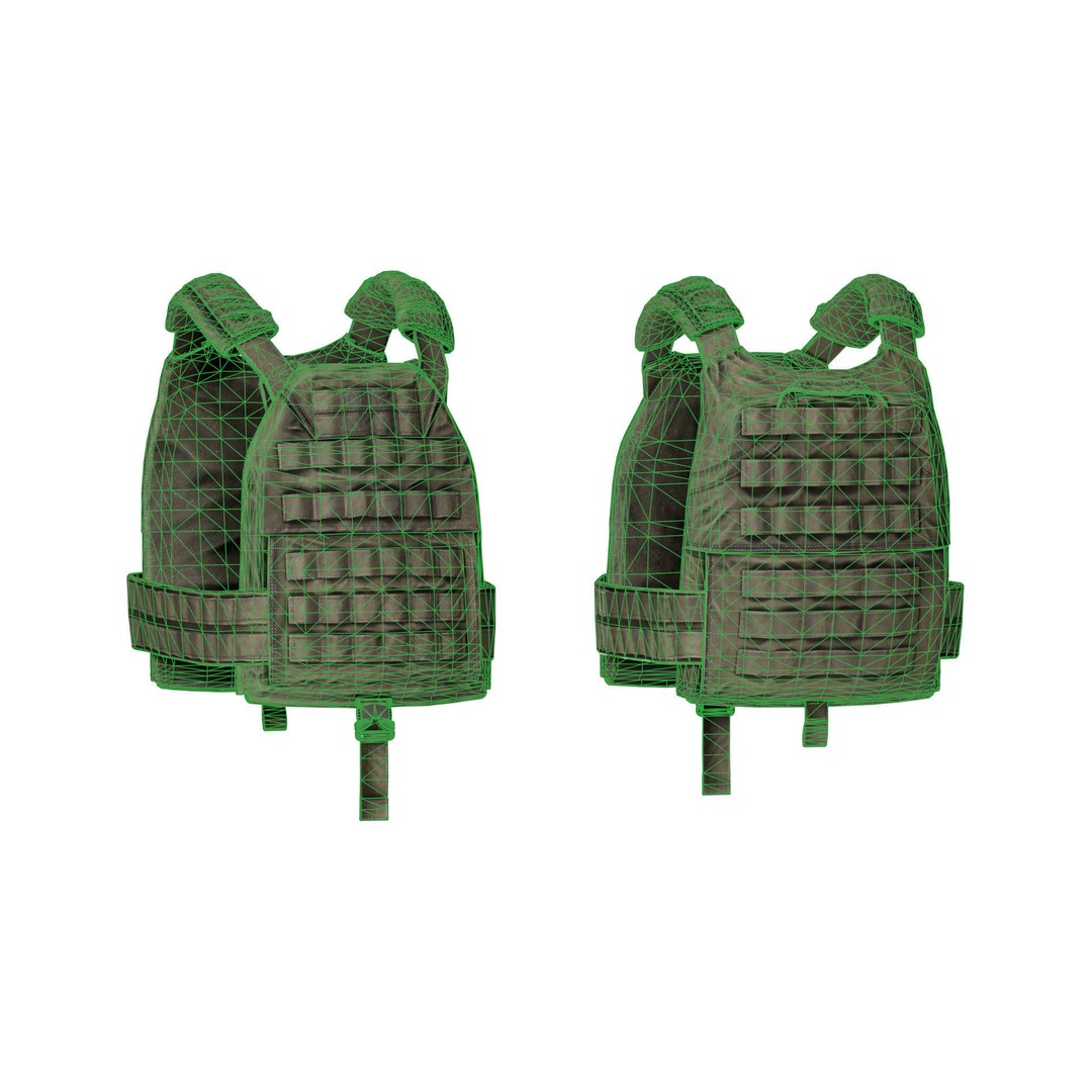 Military Vest 3D Model – Low Poly Game-Ready Asset, FBX, OBJ - View 10