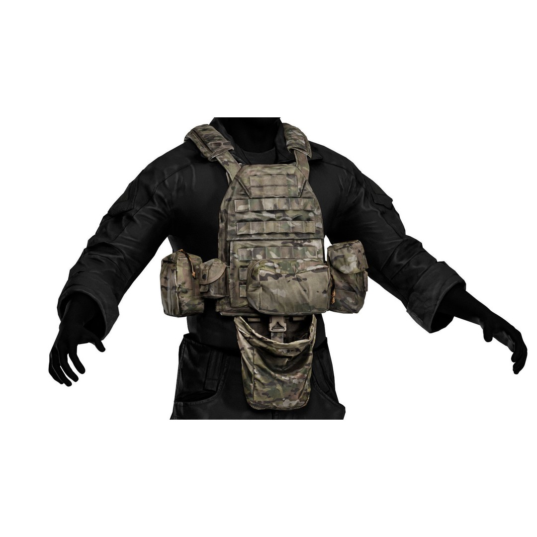 Military Vest 3D Model – Low Poly Game-Ready Asset, FBX, OBJ - View 3