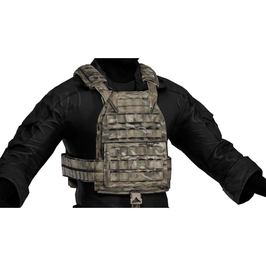 Military Vest 3D Model – Low Poly Game-Ready Asset, FBX, OBJ - View 4