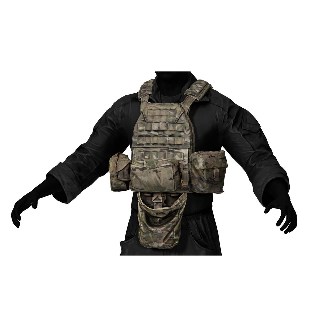 Military Vest 3D Model – Low Poly Game-Ready Asset, FBX, OBJ - View 8