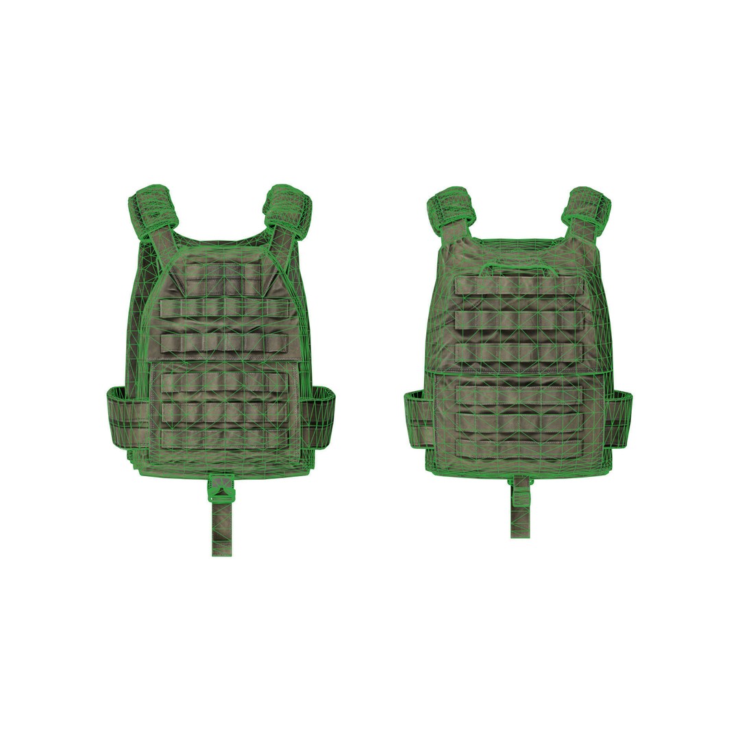 Military Vest 3D Model – Low Poly Game-Ready Asset, FBX, OBJ - View 9