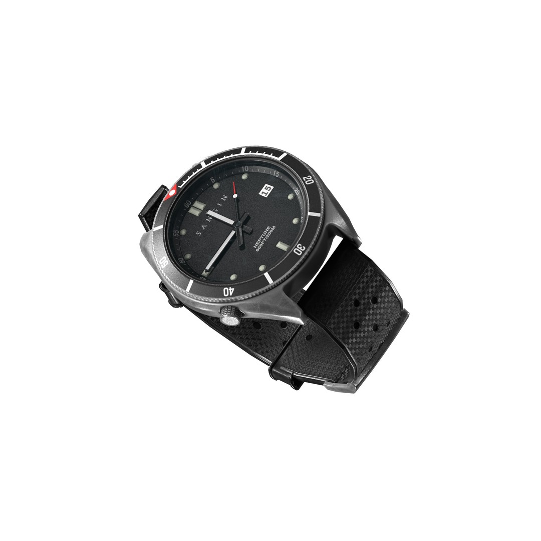 Sangin Neptune Wrist Watch 3D Model – Low Poly Game-Ready Asset, FBX - View 5