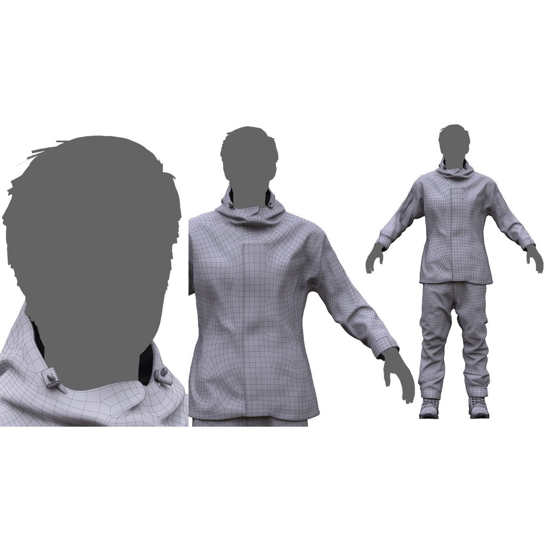 Male Hunting Outfit 3D Model – Low Poly Rigged Character, FBX, Blender - View 10