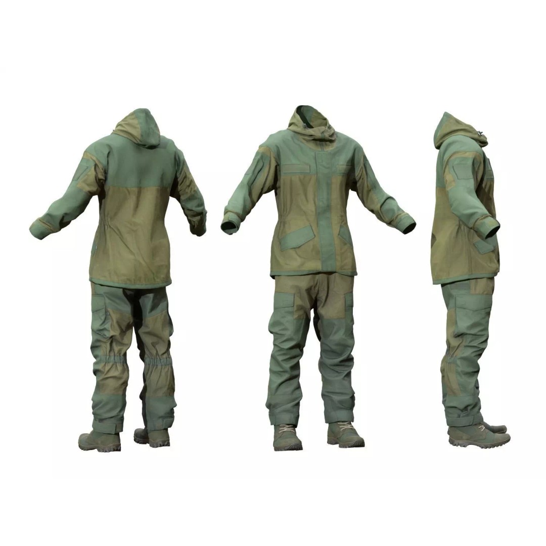 Male Hunting Outfit 3D Model – Low Poly Rigged Character, FBX, Blender - View 2