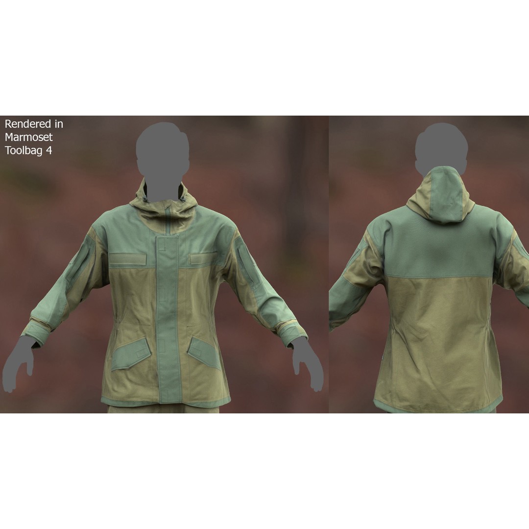 Male Hunting Outfit 3D Model – Low Poly Rigged Character, FBX, Blender - View 3