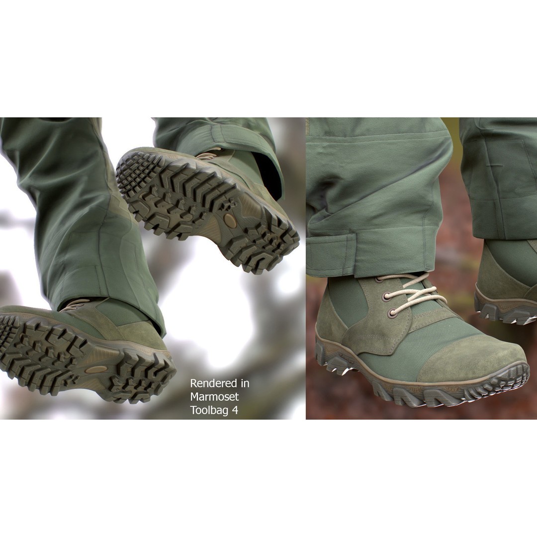Male Hunting Outfit 3D Model – Low Poly Rigged Character, FBX, Blender - View 9