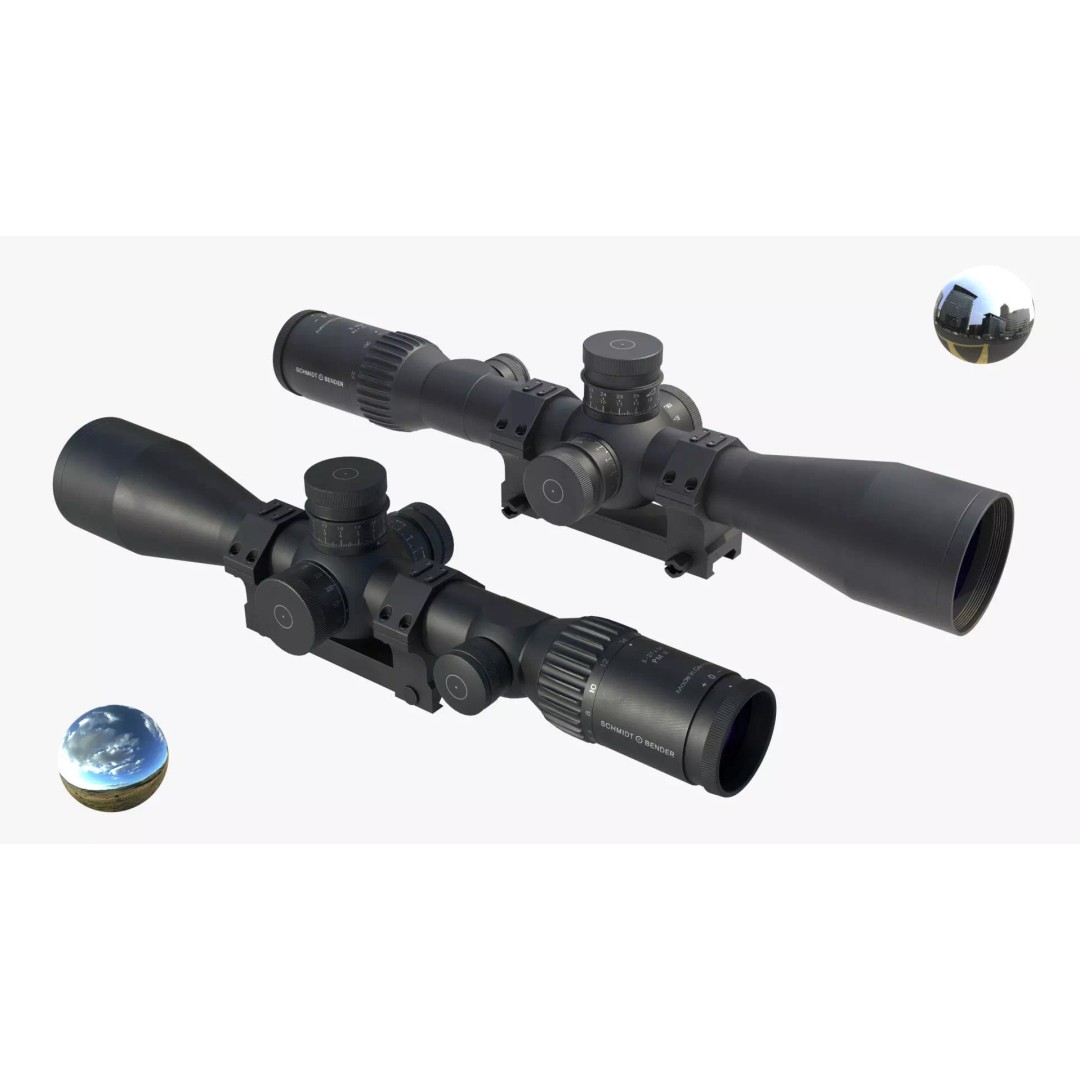 Schmidt & Bender 5-27x56 Sniper Scope 3D Model – Low Poly Game Asset, FBX - View 10