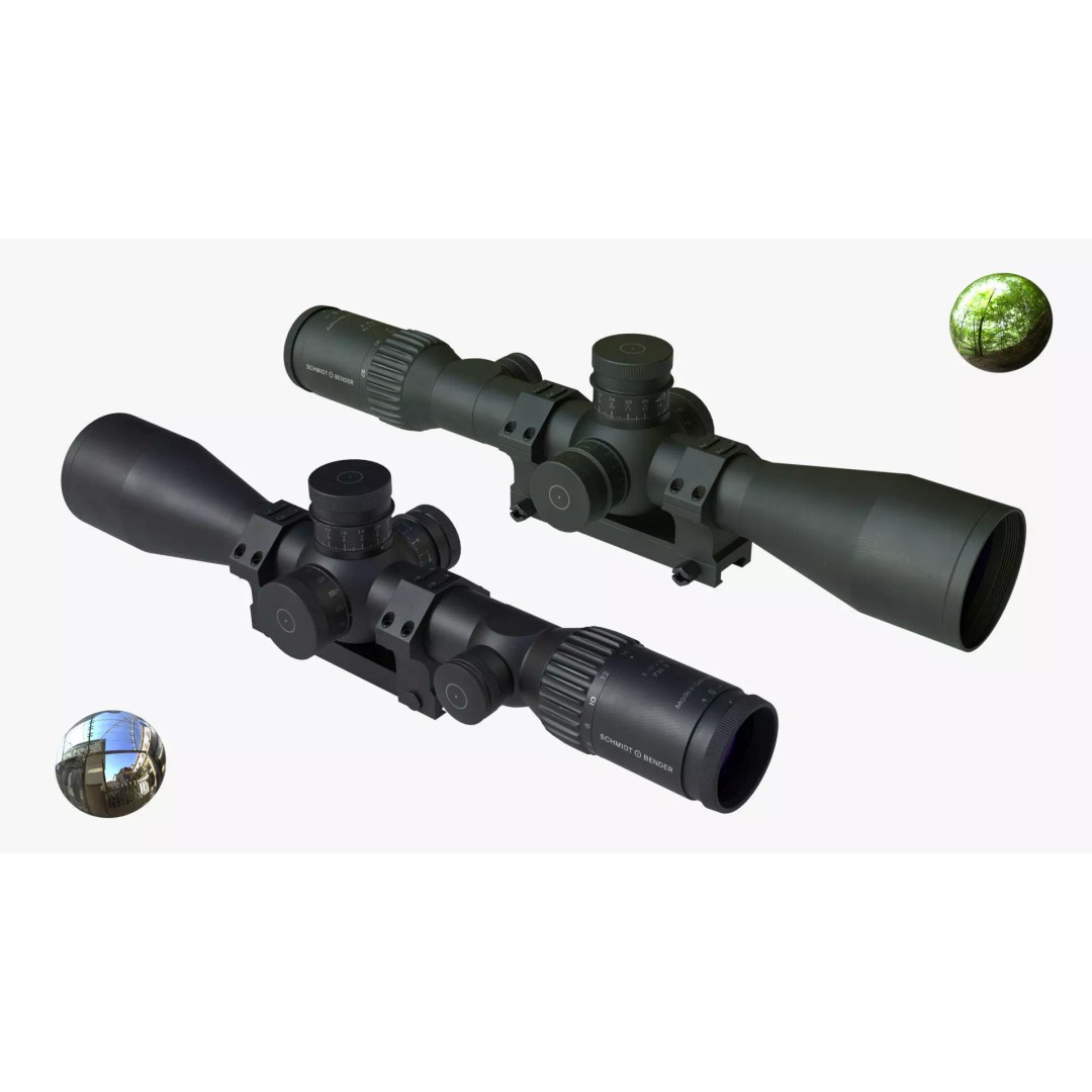 Schmidt & Bender 5-27x56 Sniper Scope 3D Model – Low Poly Game Asset, FBX - View 11