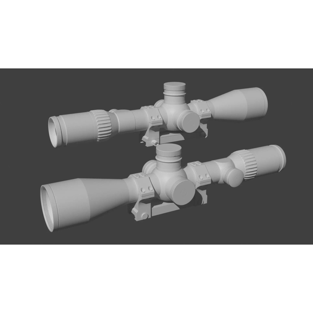 Schmidt & Bender 5-27x56 Sniper Scope 3D Model – Low Poly Game Asset, FBX - View 14