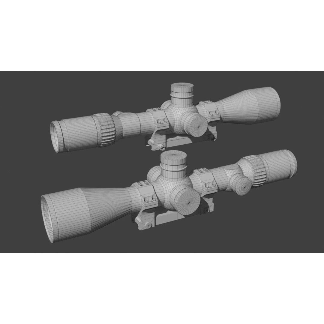 Schmidt & Bender 5-27x56 Sniper Scope 3D Model – Low Poly Game Asset, FBX - View 15