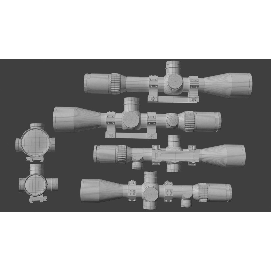 Schmidt & Bender 5-27x56 Sniper Scope 3D Model – Low Poly Game Asset, FBX - View 16