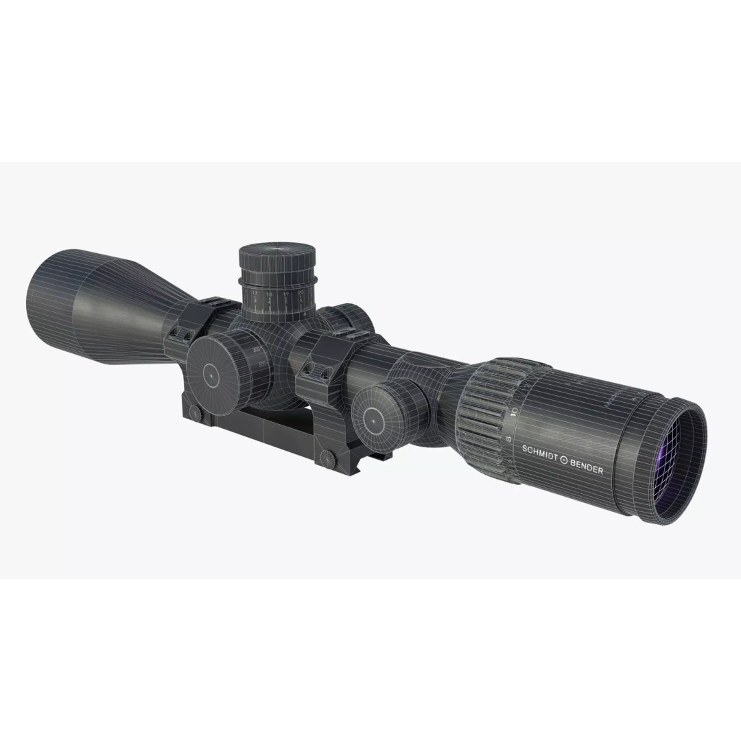 Schmidt & Bender 5-27x56 Sniper Scope 3D Model – Low Poly Game Asset, FBX - View 4