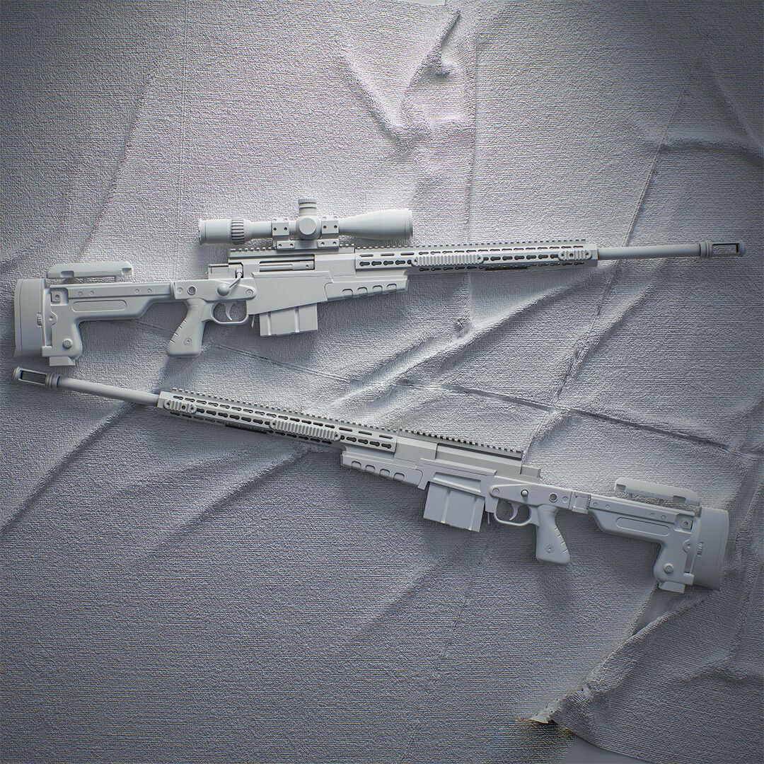 Ax 388 Sniper Rifle 3D Model – Low Poly Game-Ready Asset, FBX, OBJ, Blender