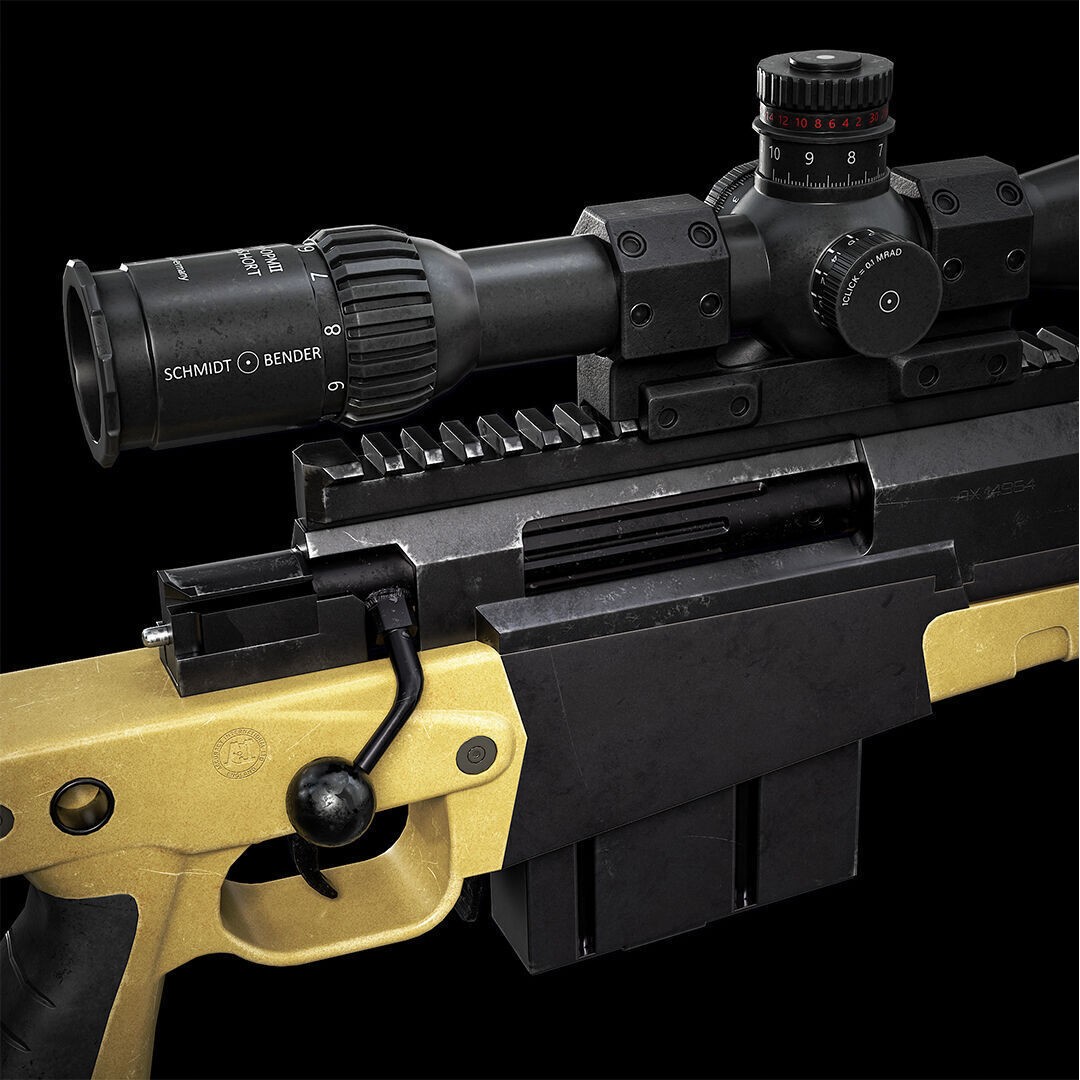 Ax 388 Sniper Rifle 3D Model – Low Poly Game-Ready Asset, FBX, OBJ, Blender - View 13