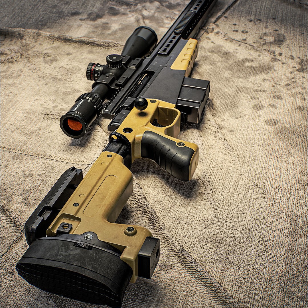 Ax 388 Sniper Rifle 3D Model – Low Poly Game-Ready Asset, FBX, OBJ, Blender - View 6
