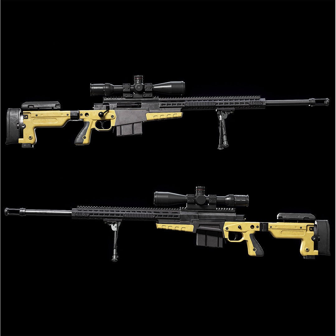 Ax 388 Sniper Rifle 3D Model – Low Poly Game-Ready Asset, FBX, OBJ, Blender - View 9