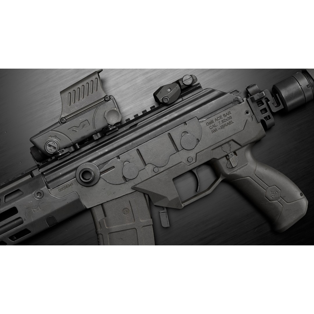 IWI Galil Ace Gen2 3D Model – Low Poly Rigged Game Asset, FBX - View 10