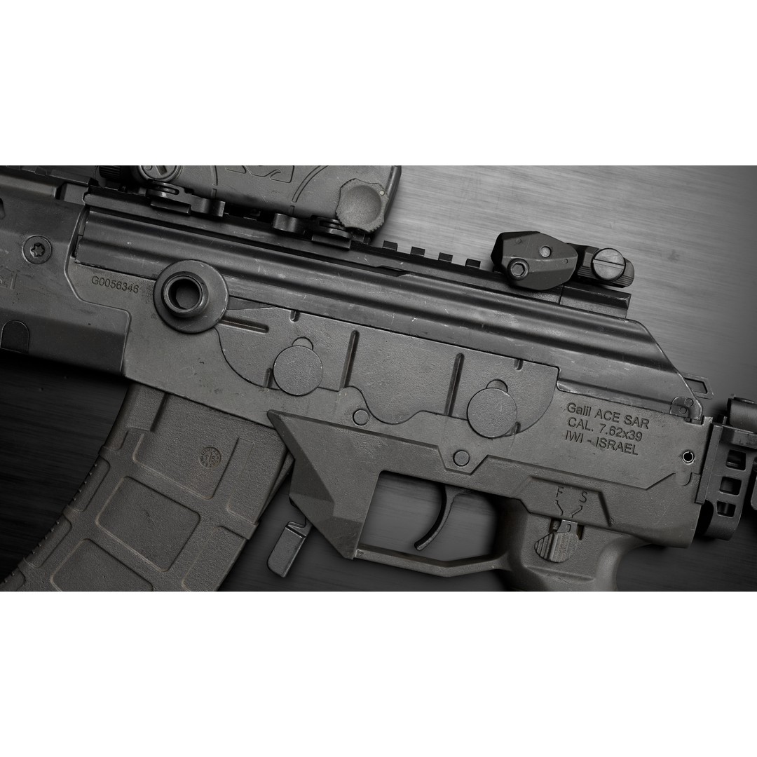 IWI Galil Ace Gen2 3D Model – Low Poly Rigged Game Asset, FBX - View 9