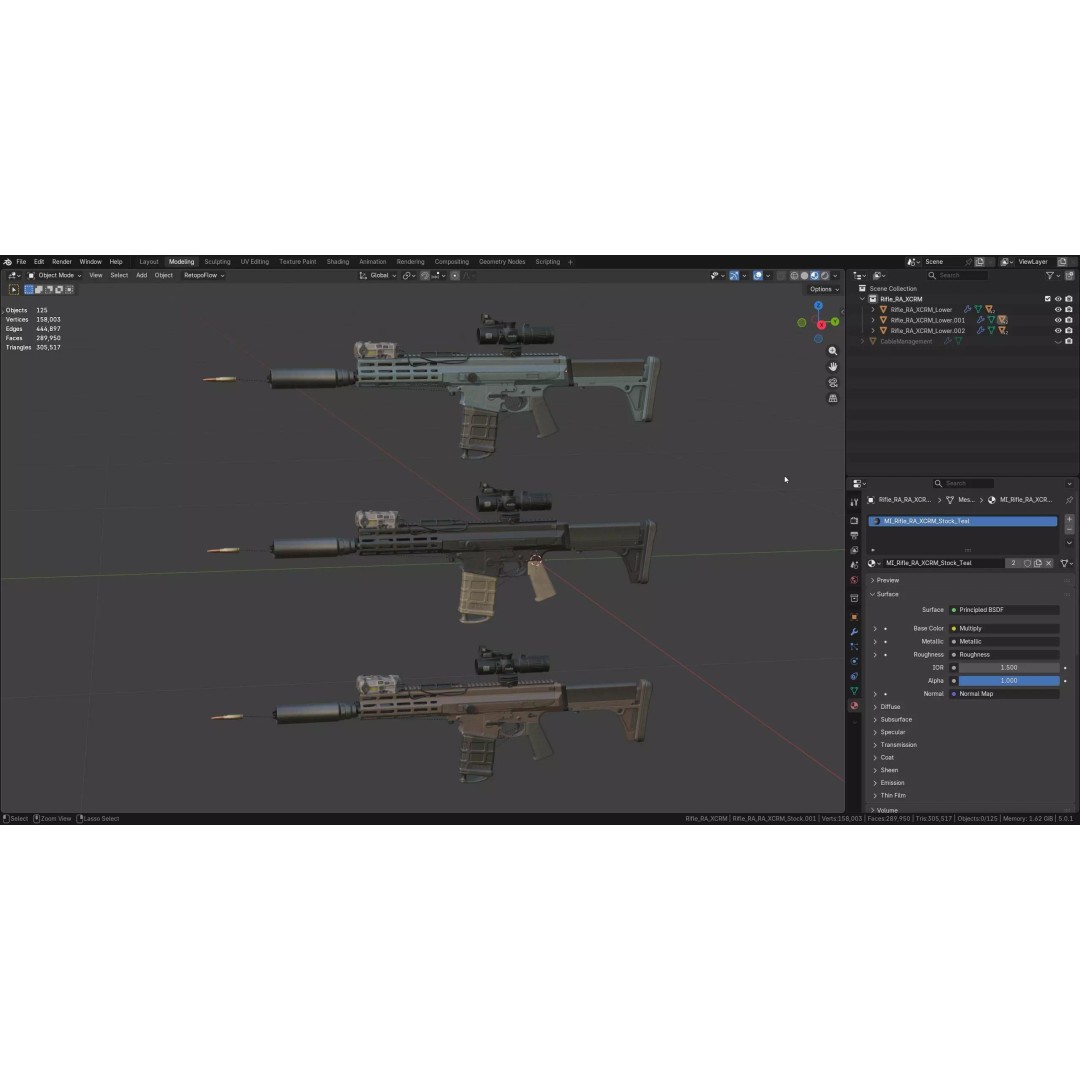 Robinson Armament XCR-M Rifle 3D Model – Low Poly Game Asset, FBX, OBJ