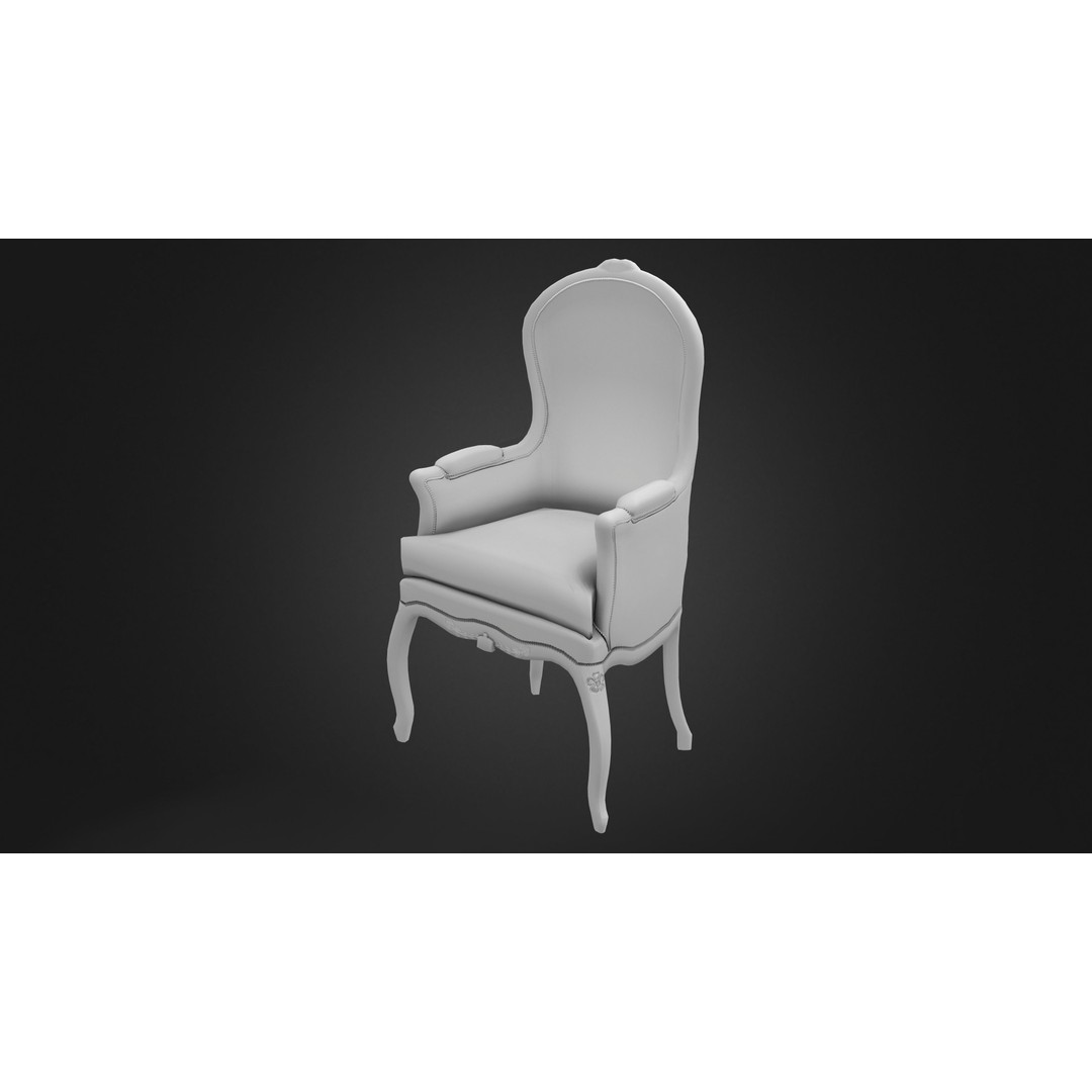 Bergere Antique Chair 3D Model – Low Poly Game Asset, FBX - View 10