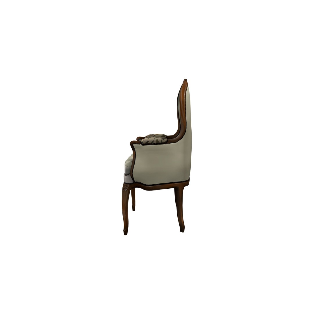 Bergere Antique Chair 3D Model – Low Poly Game Asset, FBX - View 4