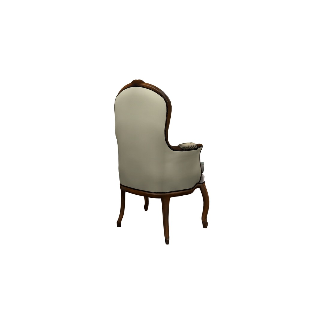 Bergere Antique Chair 3D Model – Low Poly Game Asset, FBX - View 6