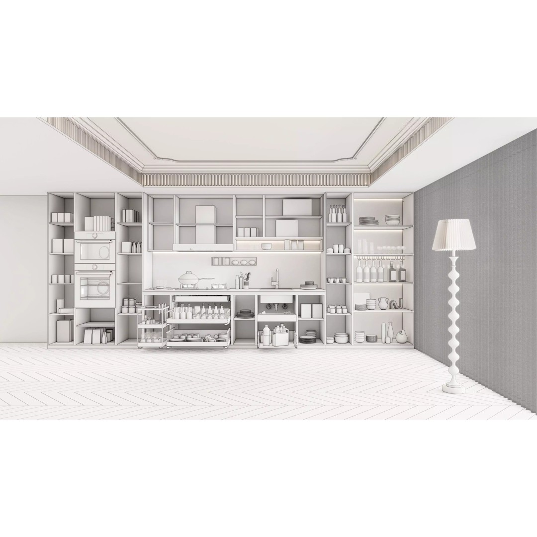 Luxury Modern Kitchen 3D Model – Modular Design, Game-Ready Formats