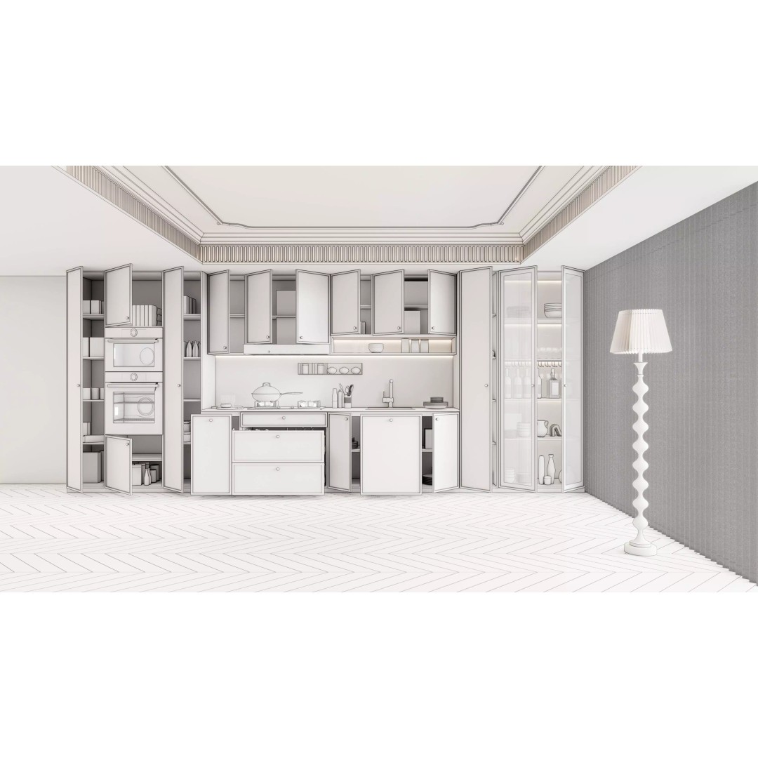 Luxury Modern Kitchen 3D Model – Modular Design, Game-Ready Formats - View 36