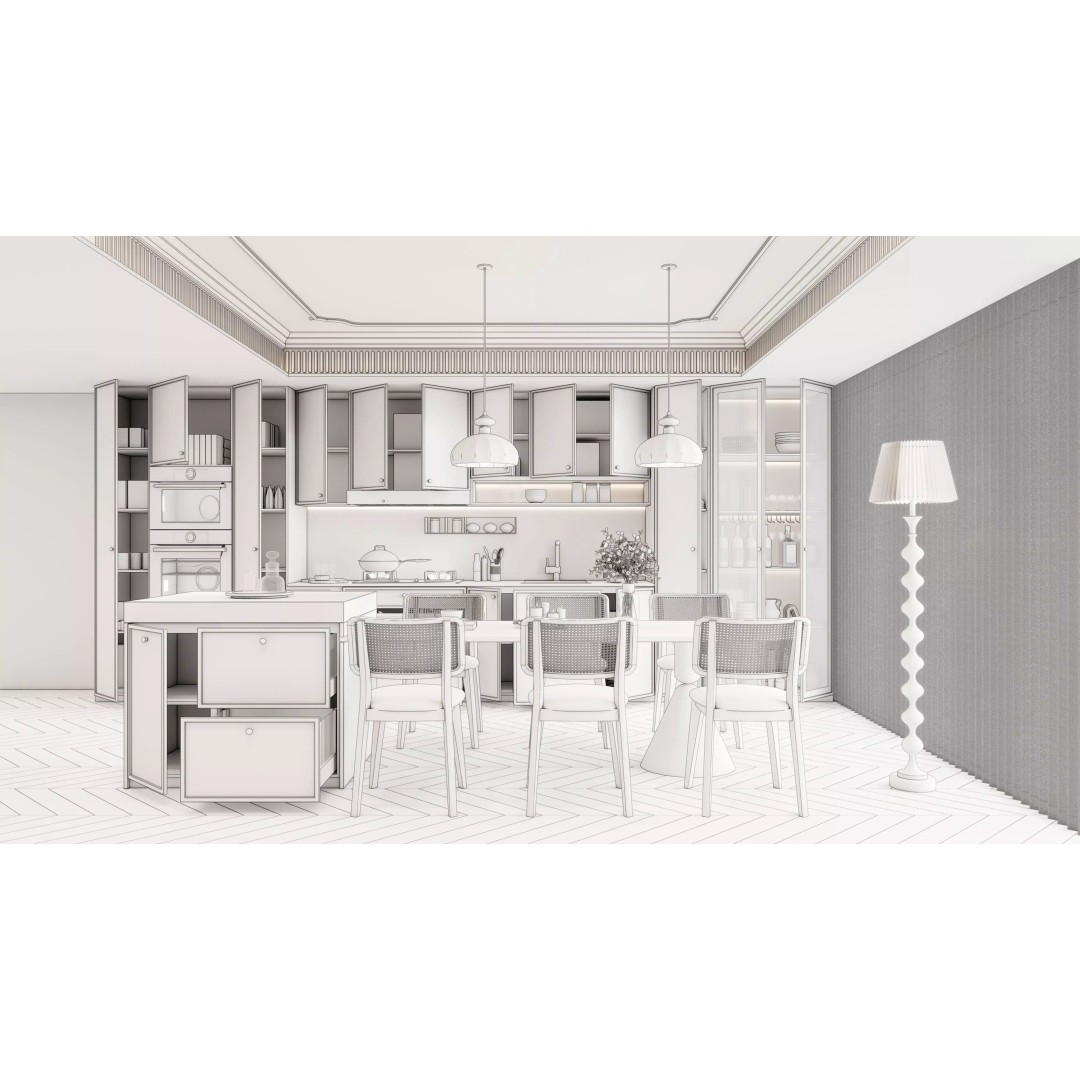 Luxury Modern Kitchen 3D Model – Modular Design, Game-Ready Formats - View 38