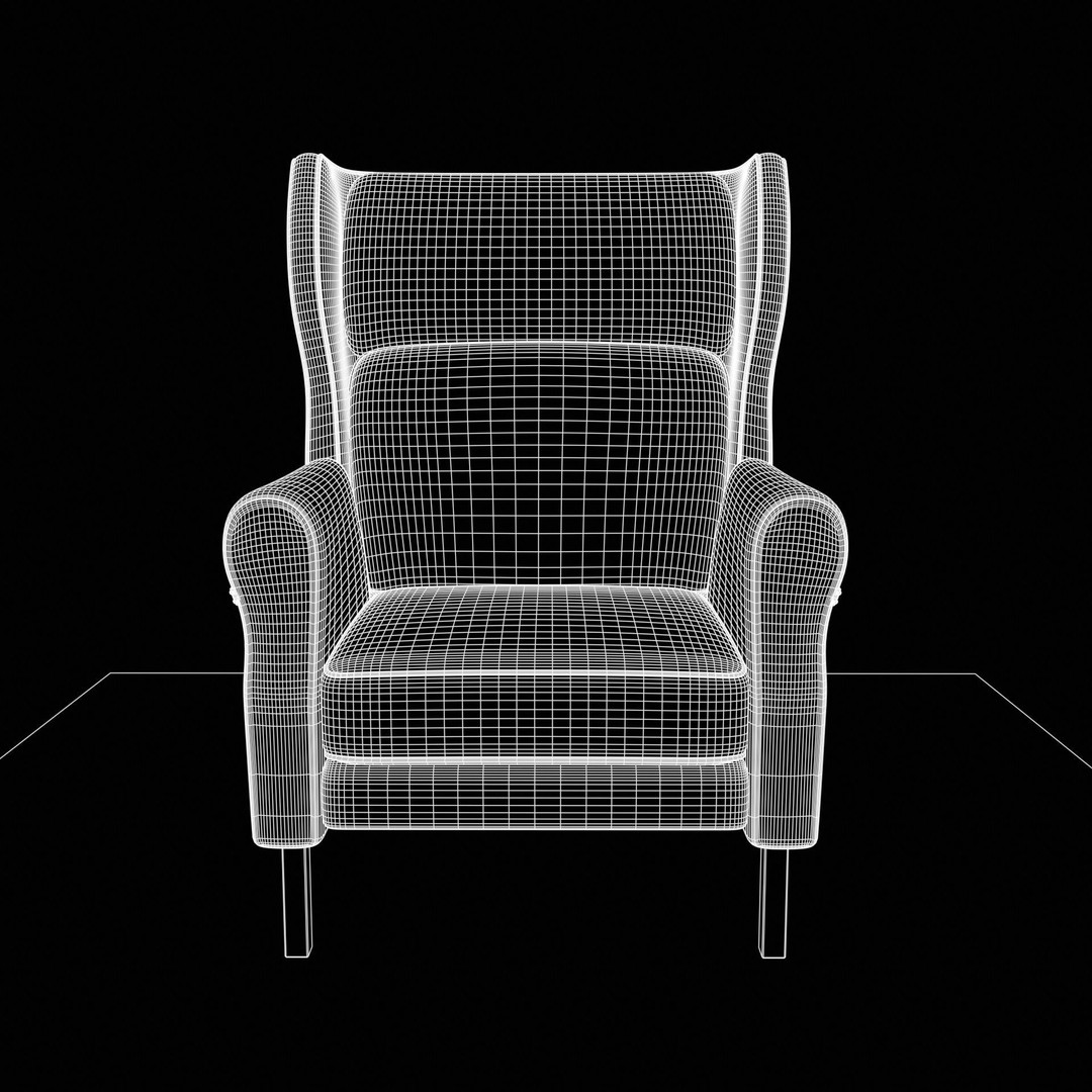 Wingback Chair 3D Model – Industrial Low-Poly Game Asset, Blender, FBX