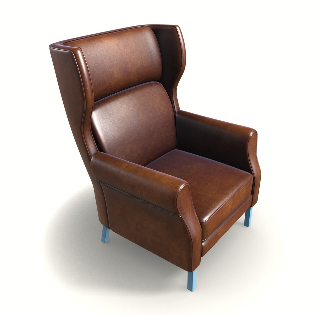 Wingback Chair 3D Model – Industrial Low-Poly Game Asset, Blender, FBX - View 10