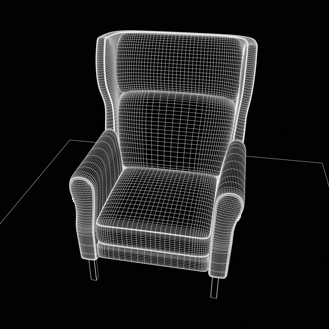 Wingback Chair 3D Model – Industrial Low-Poly Game Asset, Blender, FBX - View 11