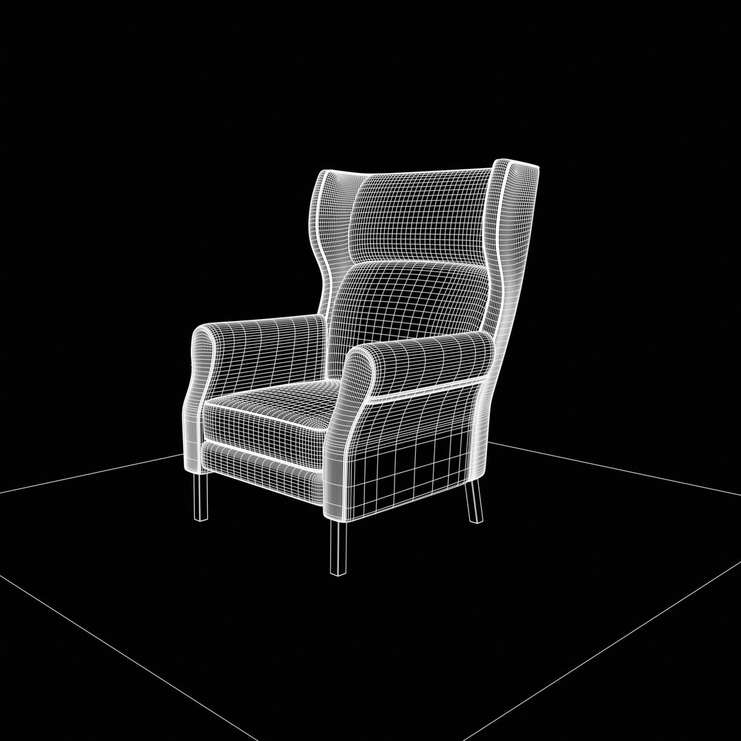 Wingback Chair 3D Model – Industrial Low-Poly Game Asset, Blender, FBX - View 12