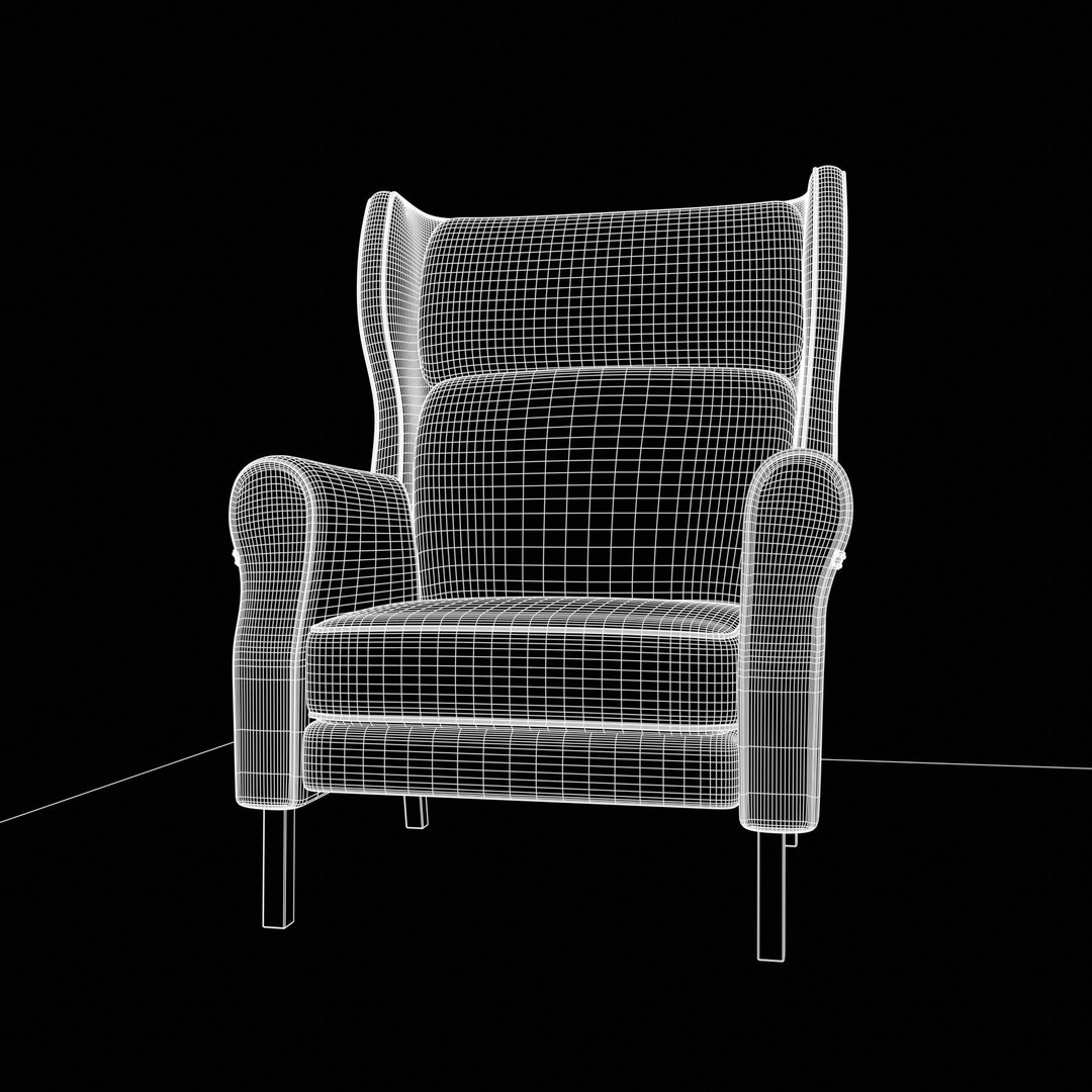 Wingback Chair 3D Model – Industrial Low-Poly Game Asset, Blender, FBX - View 13
