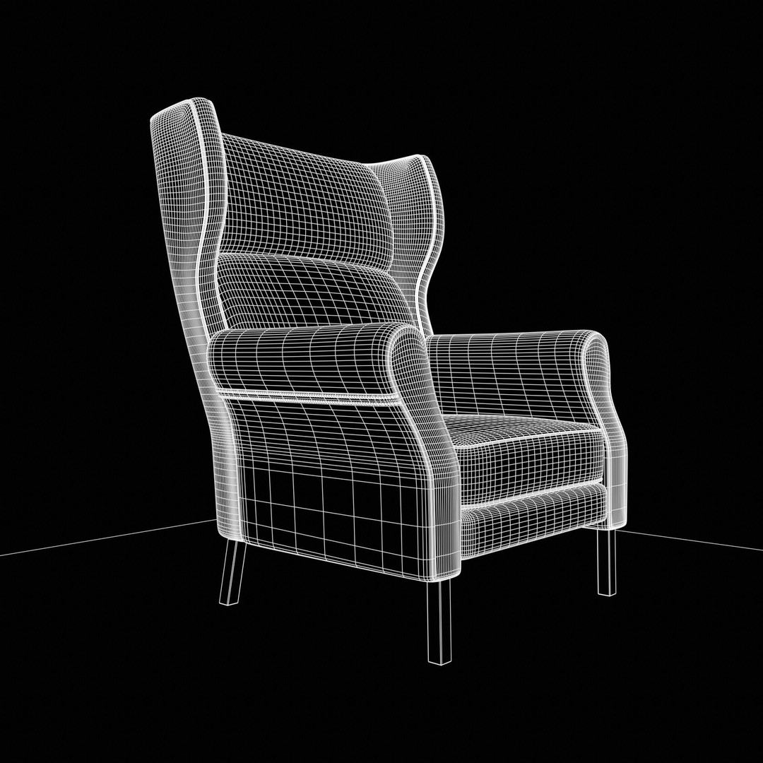 Wingback Chair 3D Model – Industrial Low-Poly Game Asset, Blender, FBX - View 14