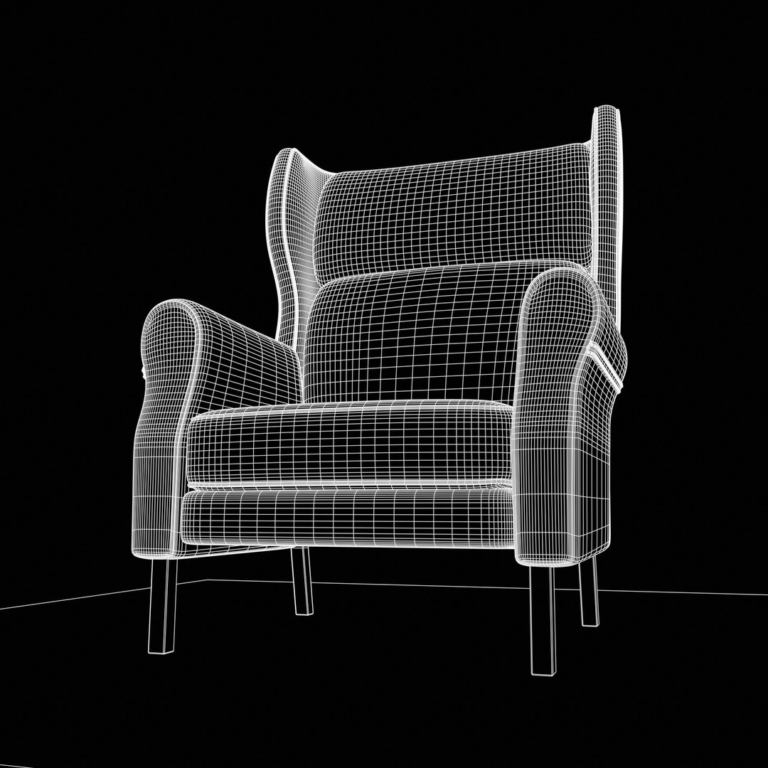 Wingback Chair 3D Model – Industrial Low-Poly Game Asset, Blender, FBX - View 16