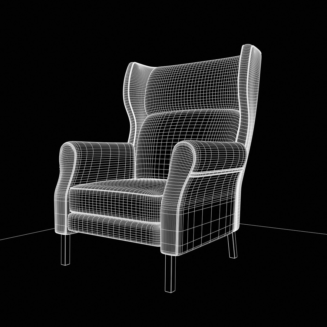 Wingback Chair 3D Model – Industrial Low-Poly Game Asset, Blender, FBX - View 18