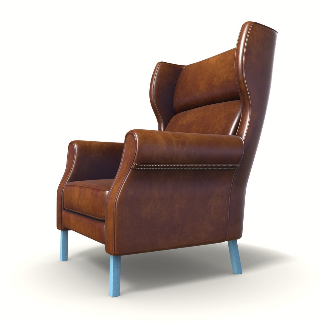 Wingback Chair 3D Model – Industrial Low-Poly Game Asset, Blender, FBX - View 6