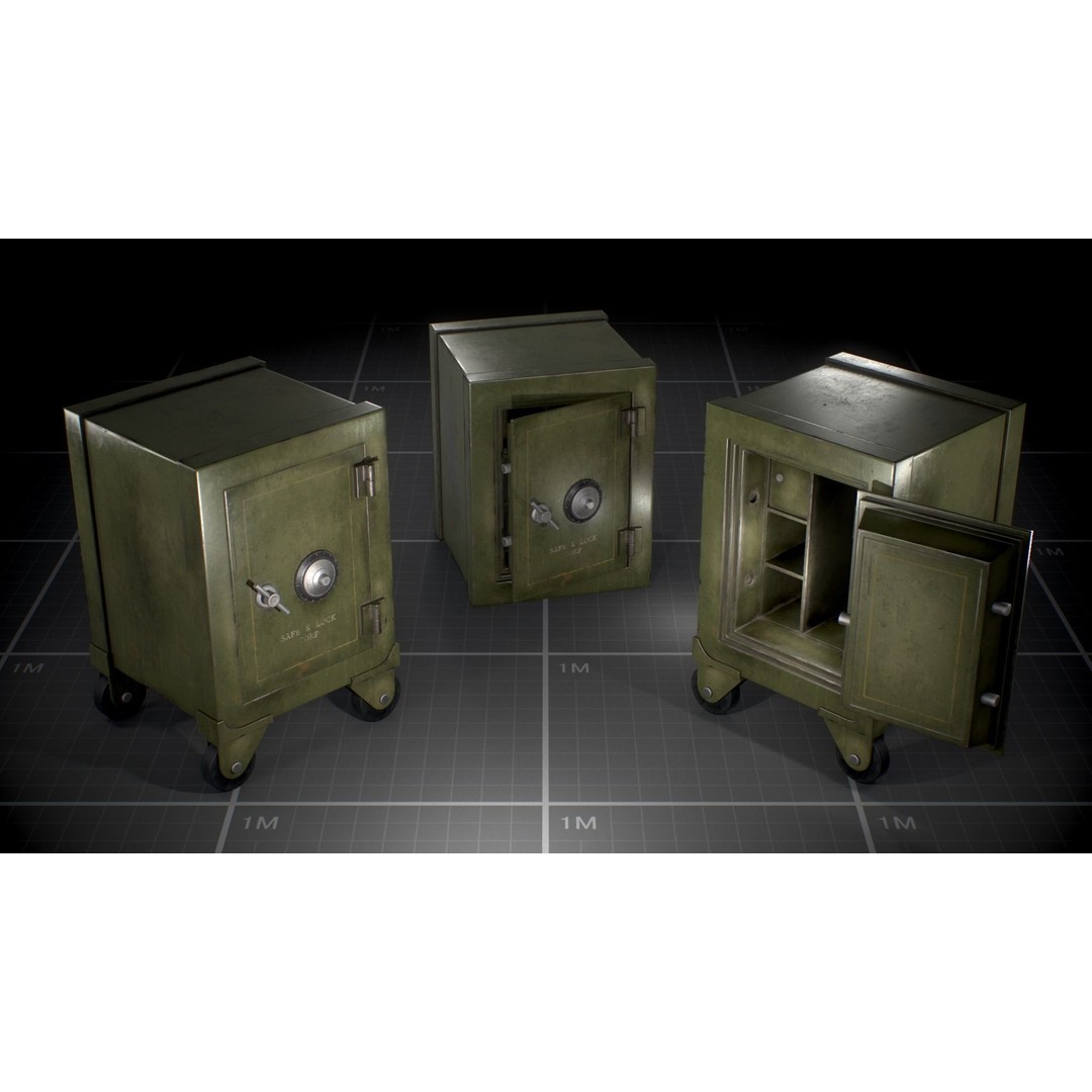Used Vintage Safe 3D Model – Low Poly Game Asset, FBX, PBR Textures - View 3