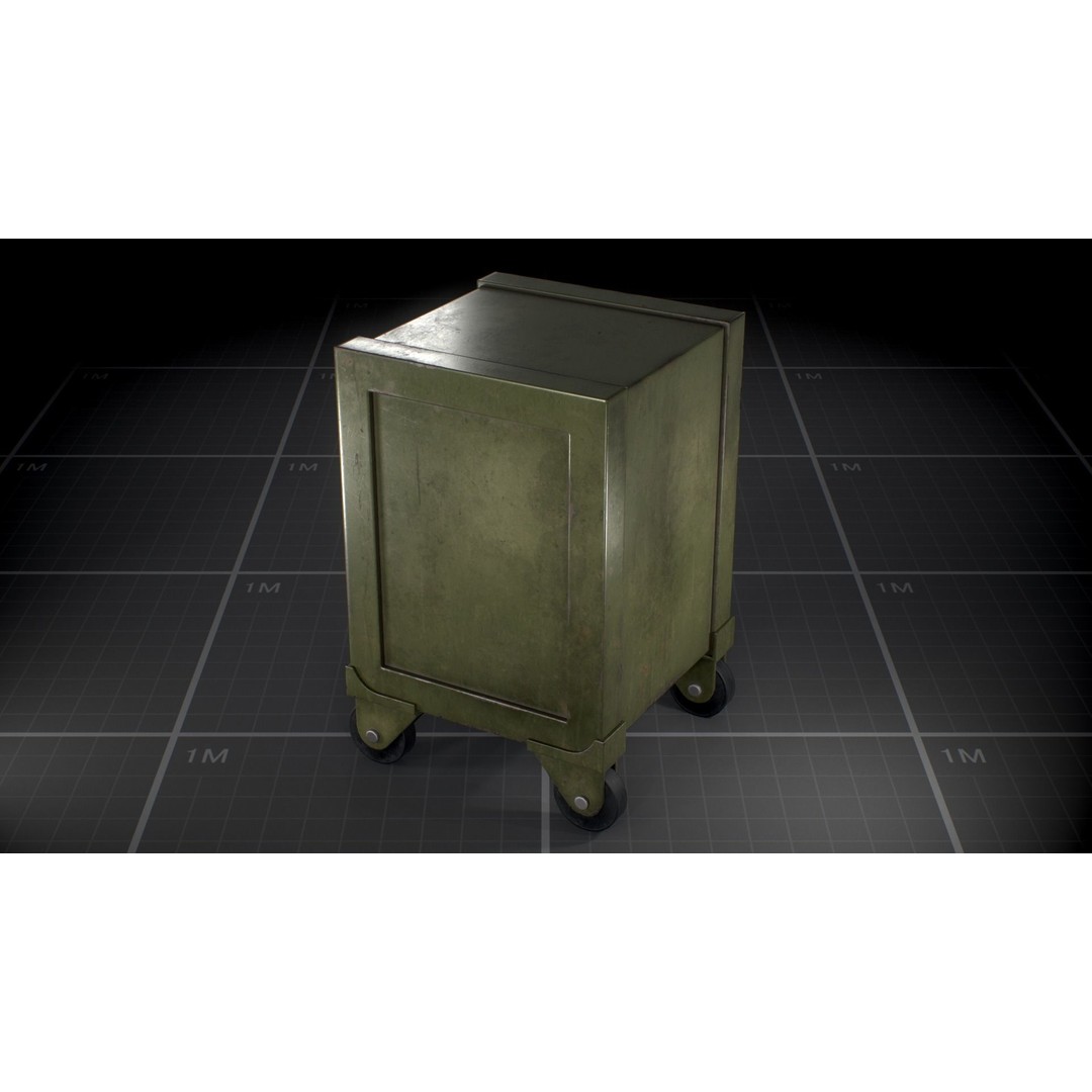 Used Vintage Safe 3D Model – Low Poly Game Asset, FBX, PBR Textures - View 5