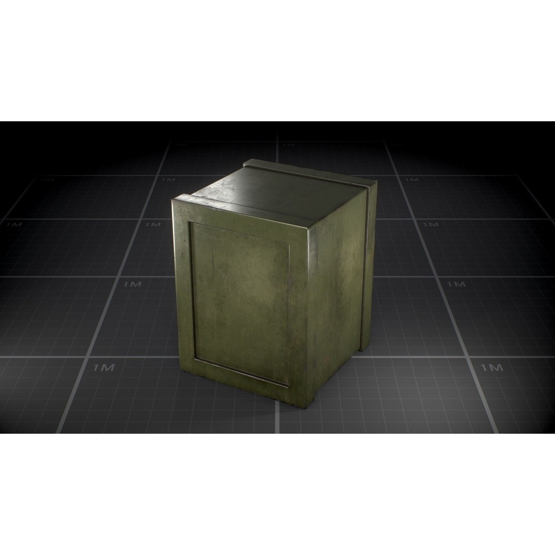 Used Vintage Safe 3D Model – Low Poly Game Asset, FBX, PBR Textures - View 9