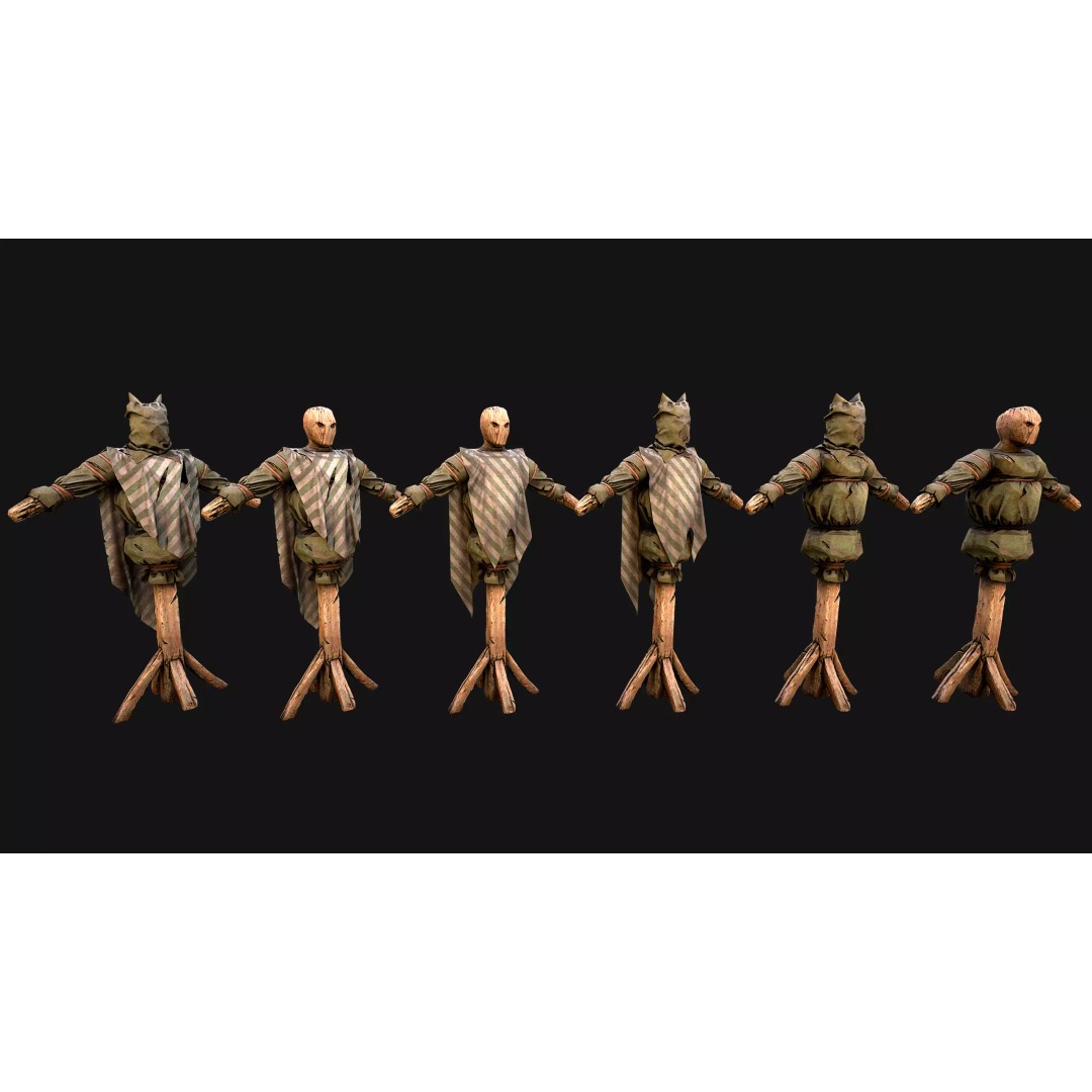 Medieval Wooden Fighting Dummy 3D Model – Low Poly Game Asset, FBX - View 13