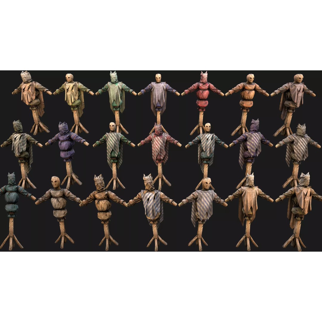 Medieval Wooden Fighting Dummy 3D Model – Low Poly Game Asset, FBX - View 2