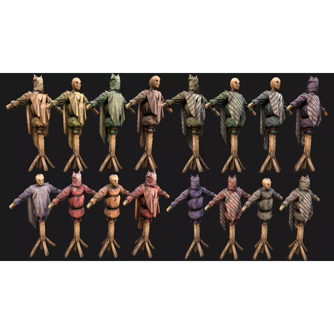 Medieval Wooden Fighting Dummy 3D Model – Low Poly Game Asset, FBX - View 3