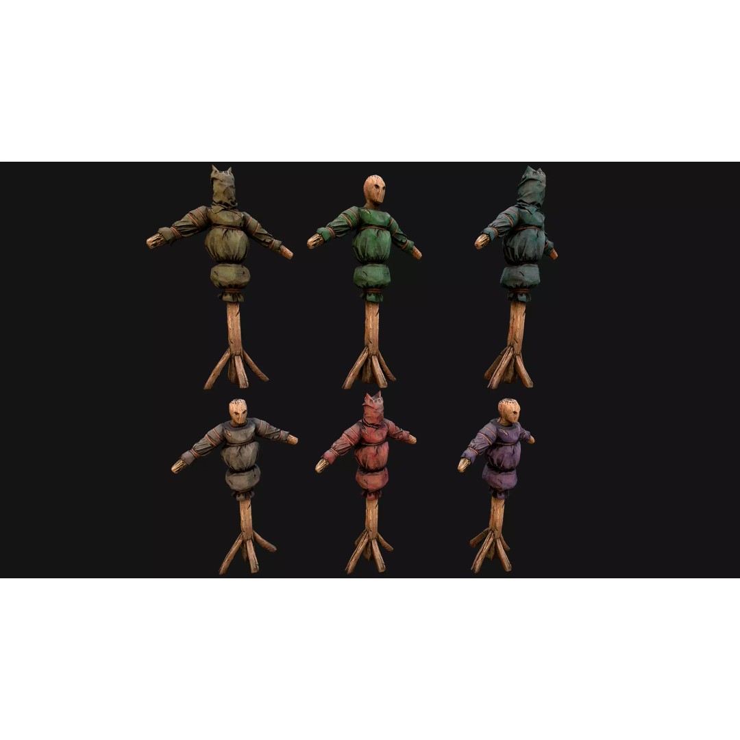 Medieval Wooden Fighting Dummy 3D Model – Low Poly Game Asset, FBX - View 34