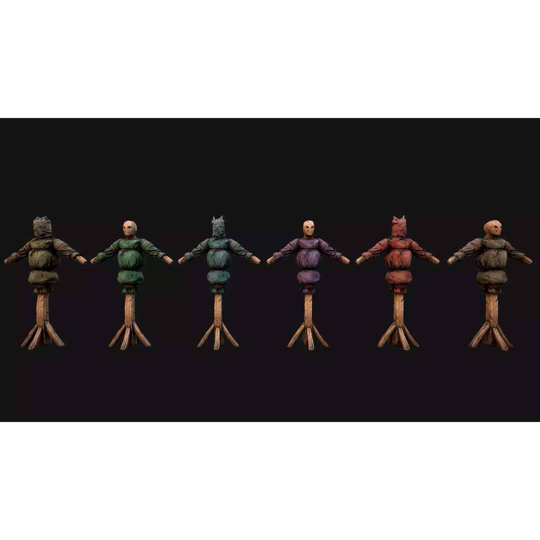 Medieval Wooden Fighting Dummy 3D Model – Low Poly Game Asset, FBX - View 36