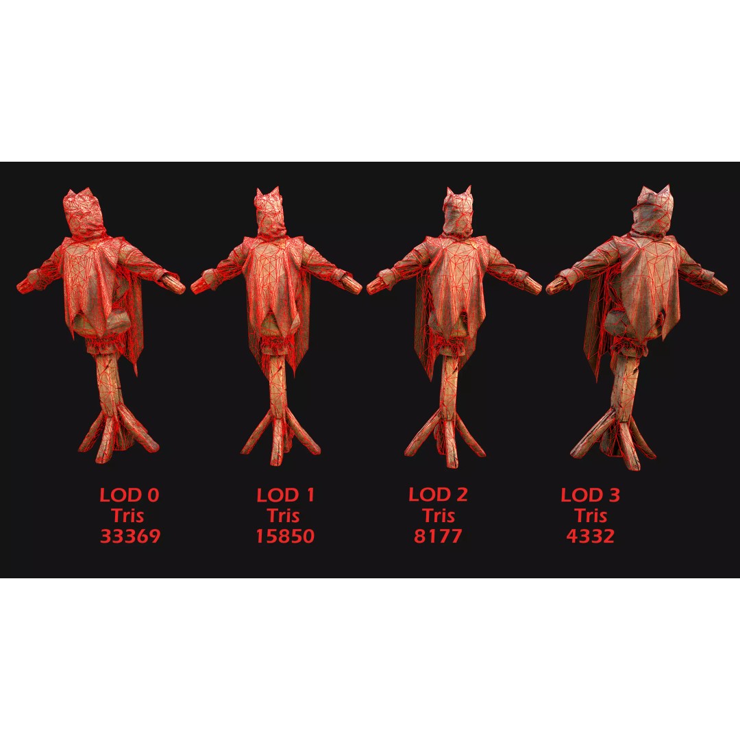 Medieval Wooden Fighting Dummy 3D Model – Low Poly Game Asset, FBX - View 6