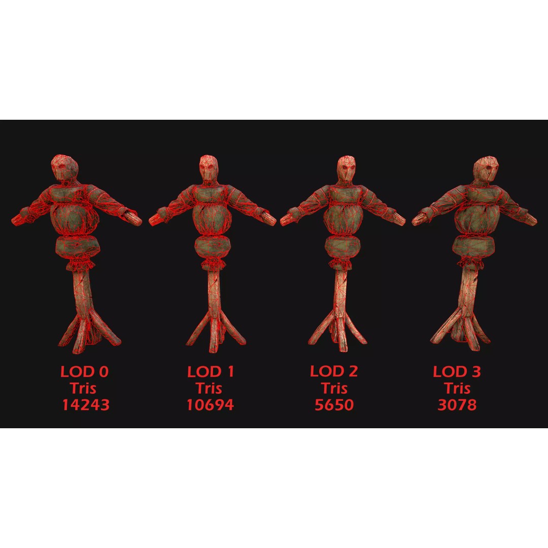 Medieval Wooden Fighting Dummy 3D Model – Low Poly Game Asset, FBX - View 7