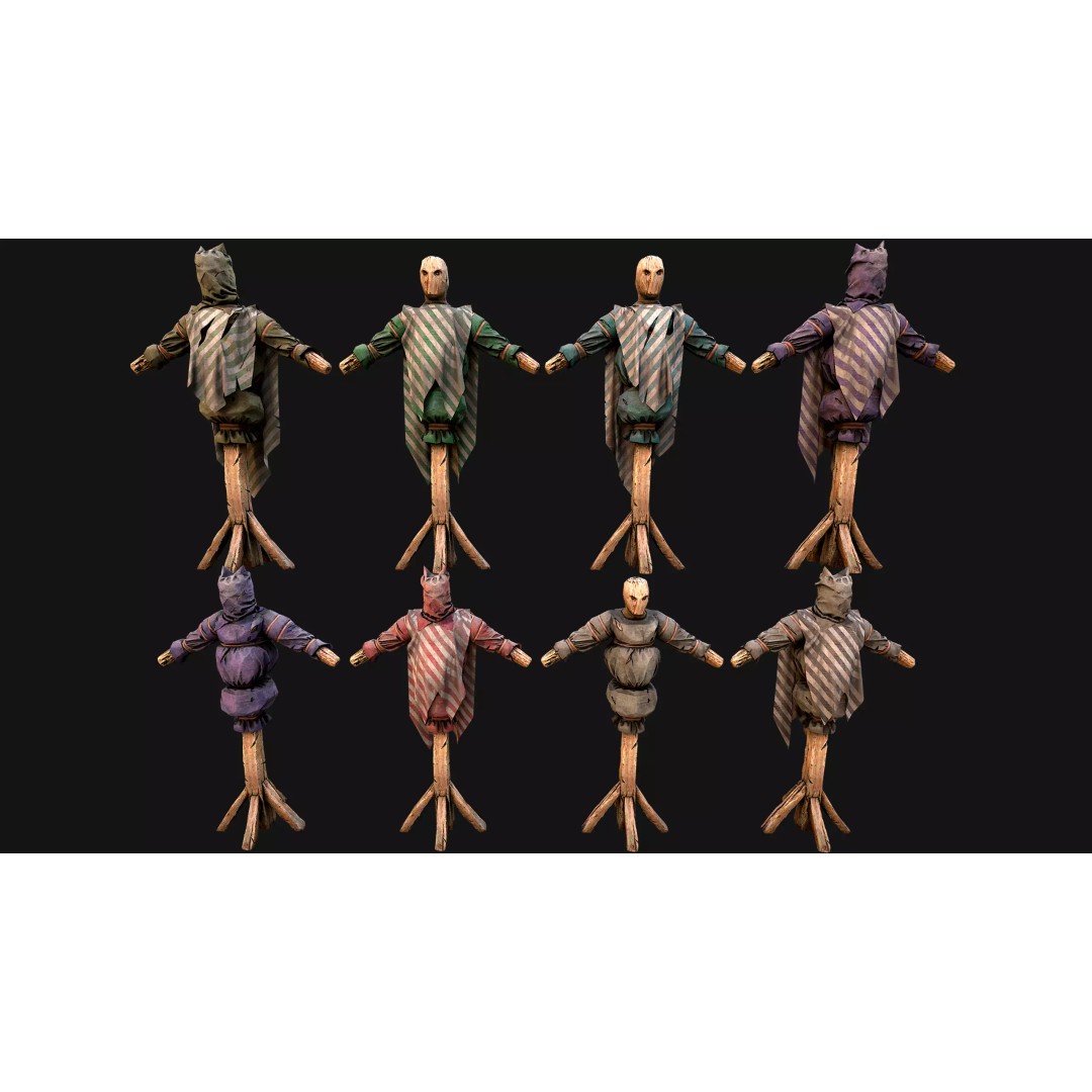 Medieval Wooden Fighting Dummy 3D Model – Low Poly Game Asset, FBX - View 9